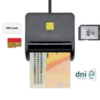 Lector de DNI y Tarjetas USB Aisens ASCR-SN02SD-BK 2.0