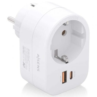 Enchufe Aisens ASPS-1A1C06-W con 1 Toma de Corriente y 1 USB Tipo-C PD