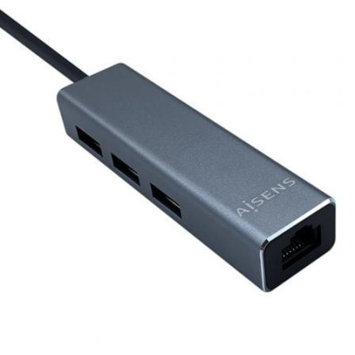 Hub USB Tipo-C Aisens A109-0396 con 3xUSB y 1xRJ45
