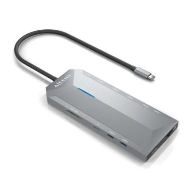 Docking USB Tipo-C Aisens ASUC-12P005-GR con 2xHDMI 4K, 3xUSB, 2xUSB Tipo-C, RJ45, Audio, Lector Tarjetas, Jack, USB Tipo-C PD