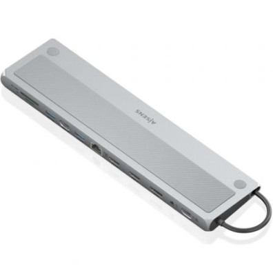 Docking USB Tipo-C Aisens ASUC-12P020-GR/ 2xHDMI 4K/ 3xUSB/ 1xUSB Tipo-C/ 1xRJ45/ 1xDisplayPort/ 1xLector Tarjetas/ 1xUSB Tipo-C PD
