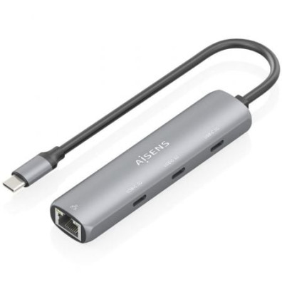 Hub USB Tipo-C Aisens ASUC-4P041-GR - 3xUSB Tipo-C/1xRJ45
