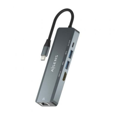 Docking USB Tipo-C Aisens ASUC-5P011-GR/ 1xHDMI 4K/ 2xUSB/ 1xRJ45/ 1xUSB Tipo-C/ 1xUSB Tipo-C PD