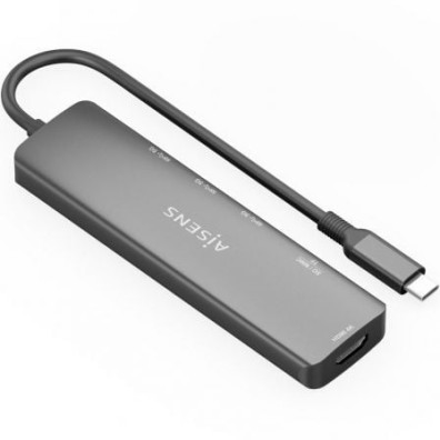 Docking USB Tipo-C Aisens ASUC-6P024-GR - 1xHDMI 4K/ 3xUSB/ 1xLector Tarjetas