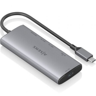 Docking USB Tipo-C Aisens ASUC-6P029-GR HDMI 4K USB Tipo-C Lector de Tarjetas