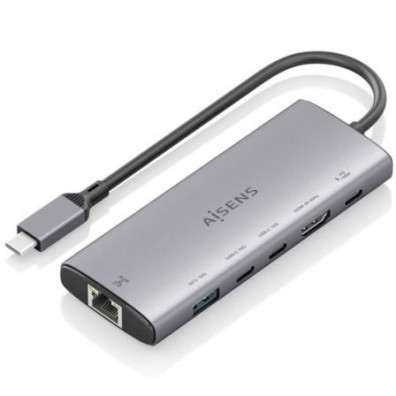 Docking USB Tipo-C Aisens ASUC-6P030-GR con HDMI 4K, USB, 2x USB Tipo-C, RJ45 y USB Tipo-C PD