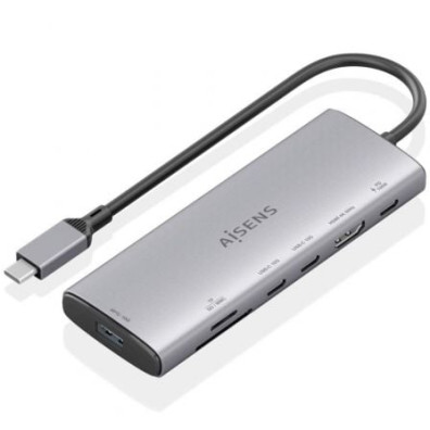 Accesorio Docking USB Tipo-C Aisens ASUC-7P031-GR HDMI 4K USB Lector Tarjetas PD