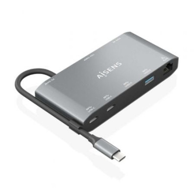 Docking USB Tipo-C Aisens ASUC-8P010-GR con HDMI 4K VGA USB RJ45 PD