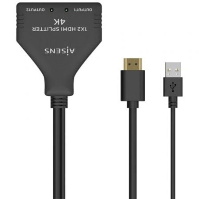 Cable Duplicador HDMI 4K Aisens - 2x HDMI Hembra a HDMI Macho, USB Macho 30cm