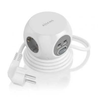 Regleta Aisens ASPS-2A2C04-W con Interruptor, 3 Tomas de Corriente, 2 USB Tipo-C, 2 USB, Cable 1.4m