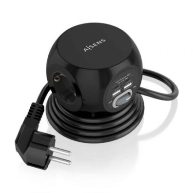 Tomas de Corriente y USB Tipo-C en Regleta Aisens con Interruptor