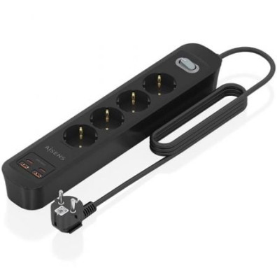 Tomas de Corriente Regleta Aisens ASPS-2A2C13-BK con Interruptor, 4 Tomas, 2 USB Tipo-C, Cable 1.4m