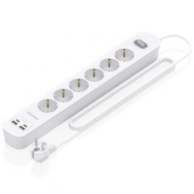 Tomas de Corriente y USB Tipo-C en Regleta Aisens ASPS-2A2C16-W con Interruptor - Cable 1.4m