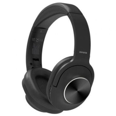 HEADSET BLUETOOTH AIWA HST-220BT NEGRO ANC MICROFONO GIRATORIO PLEGABLES - Negros