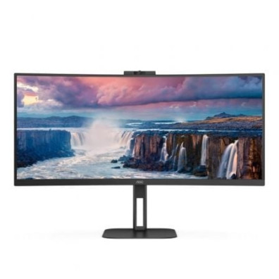 Monitor AOC CU34V5CW/BK 34" Curvo Ultrapanorámico UWQHD con Webcam y Altura Regulable