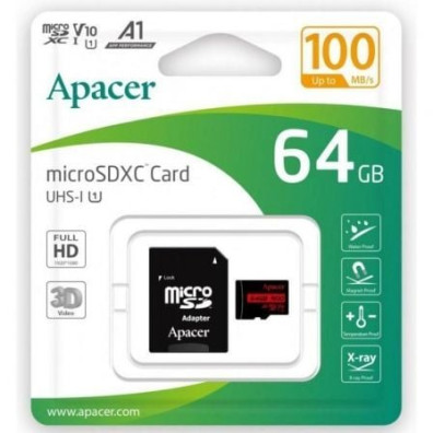 Tarjeta de Memoria Apacer 64GB XC UHS-1 con Adaptador Clase 10