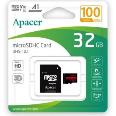 Tarjeta de Memoria Apacer 32GB microSD HC UHS 1 con Adaptador/ Clase 10