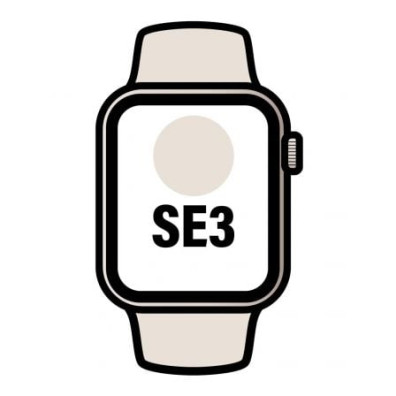 Apple Watch SE3 - 40mm GPS, Aluminio Blanco Estrella, Correa Deportiva Blanco Estrella M