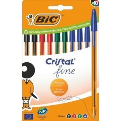 Bolígrafos Bic Cristal Fine 516356 de Tinta de Aceite - 10 unidades