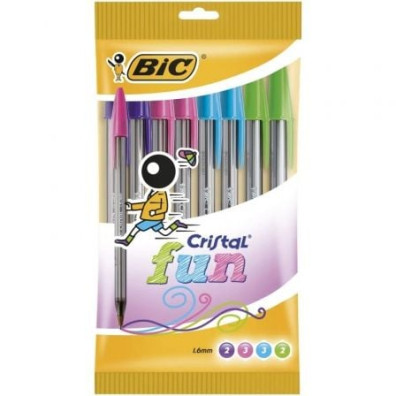 Bolígrafos Bic Cristal Fun de Tinta de Aceite - 10 unidades
