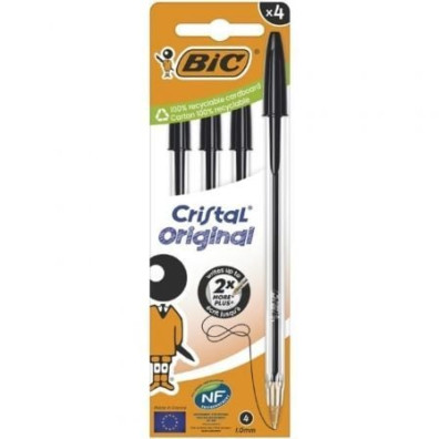 Bolígrafos Bic Cristal Original 516335 de Tinta de Aceite - 4 unidades