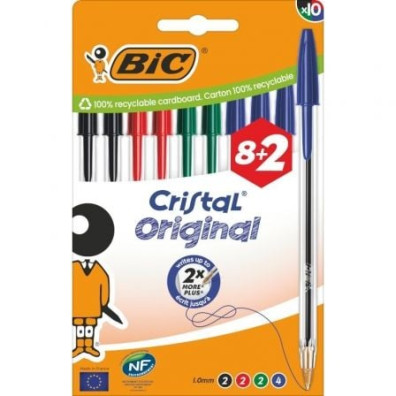 Bolígrafos de Tinta de Aceite Bic Cristal Original 516355/ 10 unidades