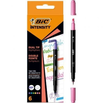 Marcadores BIC Intensity Dual Tip con Punta Biselada y Punta Fina