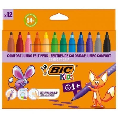 Rotuladores Bic Kids Comfort Jumbo 12 unidades Punta Ancha