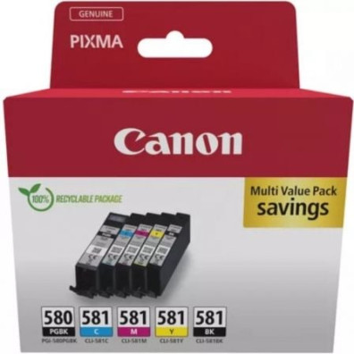 Cartucho de Tinta Canon PGI-580 PB + CLI-581Multipack Cian/Magenta/Amarillo Original