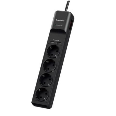 Regleta con interruptor Cyberpower P0420SUD0-DE/ 4 Tomas de corriente/ 2 USB/ Cable 1.8m