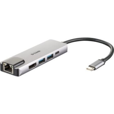 D-LINK DOCKING STATION USB-C 5 EN 1 CON HDMI/ETHERNET/SUMINISTRO ELECTRICO - Gris