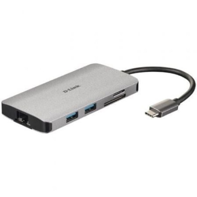 D-LINK DOCKING S USB-C 8 EN 1 HDMI/ETHERNET/LECTOR TARJETAS/SUMINISTRO ELECTRICO - Gris