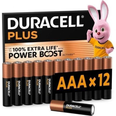 Pack de 12 Pilas AAA Duracell Plus Power Boost 1.5V