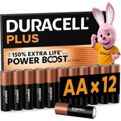 Pilas AA Duracell Plus Power Boost - Pack de 12 unidades, 1.5V