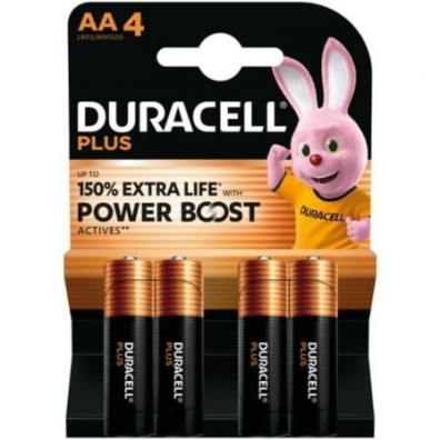 Pack de 4 Pilas AA Duracell Plus Power Boost 1.5V
