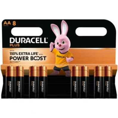 Pilas AA Duracell Plus Power Boost - Pack de 8 unidades, 1.5V