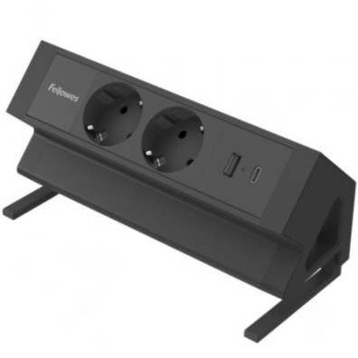 Regleta Fellowes Sobremesa 100137182 con 2 Tomas de Corriente, 1 USB, 1 USB Tipo-C y Cable de 2m