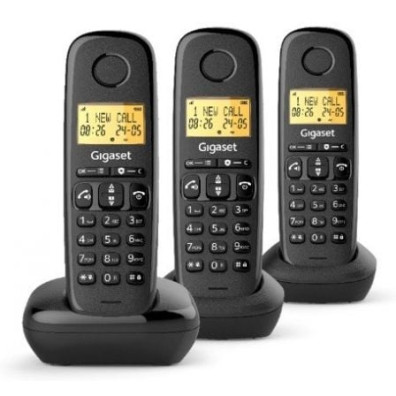 Teléfono Inalámbrico Gigaset Basic 100/ Pack TRIO - Negro