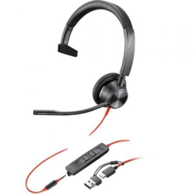 Auricular Poly Blackwire 3315 con Adaptador USB-C/A para Microsoft Teams