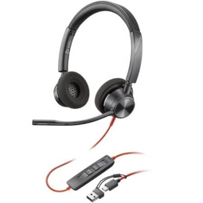 Auriculares Poly Blackwire 3320 USB-C para Microsoft Teams + Adaptador USB-C/A con Micrófono Tipo-C