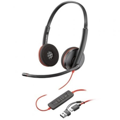 Auriculares Poly Blackwire 3220 con Adaptador USB-C/A y Micrófono - Bulk