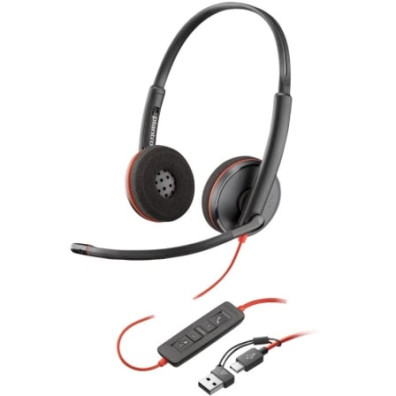 Auriculares Poly Blackwire 3220 con Adaptador USB-C/A y Micrófono USB Tipo-C
