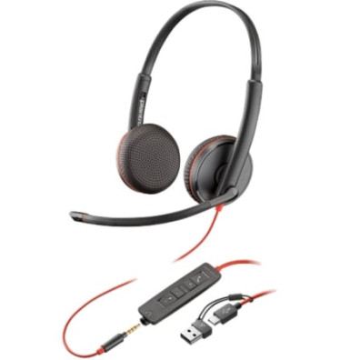 Auriculares Poly Blackwire 3225 con Adaptador USB-C/A y Micrófono - Sonido Premium