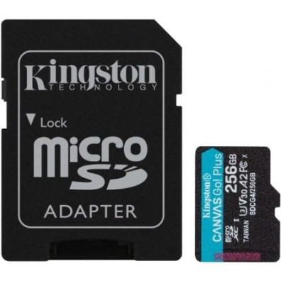 Tarjeta Kingston CANVAS Go! Plus 256GB microSD XC con Adaptador Clase 10