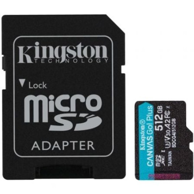 Tarjeta de Memoria Kingston CANVAS Go! Plus 512GB microSD XC con Adaptador/ Clase 10
