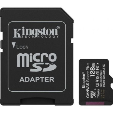 Tarjeta de Memoria Kingston CANVAS Select Plus 128GB microSD XC con Adaptador Clase 10