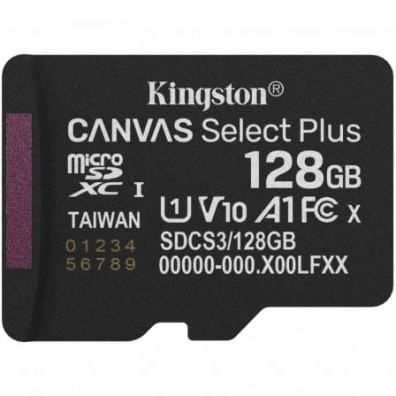 Tarjeta de Memoria Kingston CANVAS Select Plus 128GB microSD XC/ Clase 10 - 150MBs