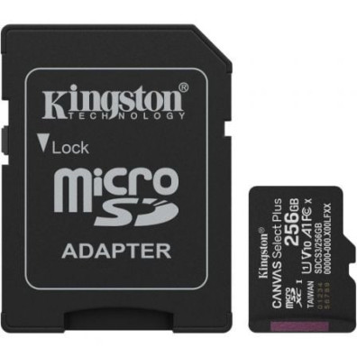 Tarjeta de Memoria Kingston CANVAS Select Plus 256GB microSD XC con Adaptador/ Clase 10