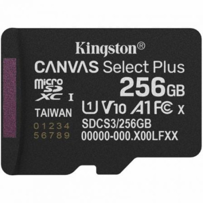 Tarjeta de Memoria Kingston CANVAS Select Plus 256GB microSD XC/ Clase 10 - 150MBs