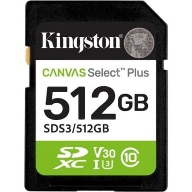 Tarjeta de Memoria Kingston CANVAS Select Plus 512GB SD XC Clase 10 - Pendrive